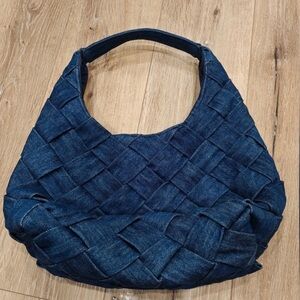 Denim Woven Hobo Bag